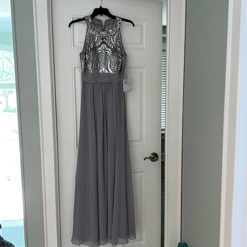 Eliza J Grey embellished gown